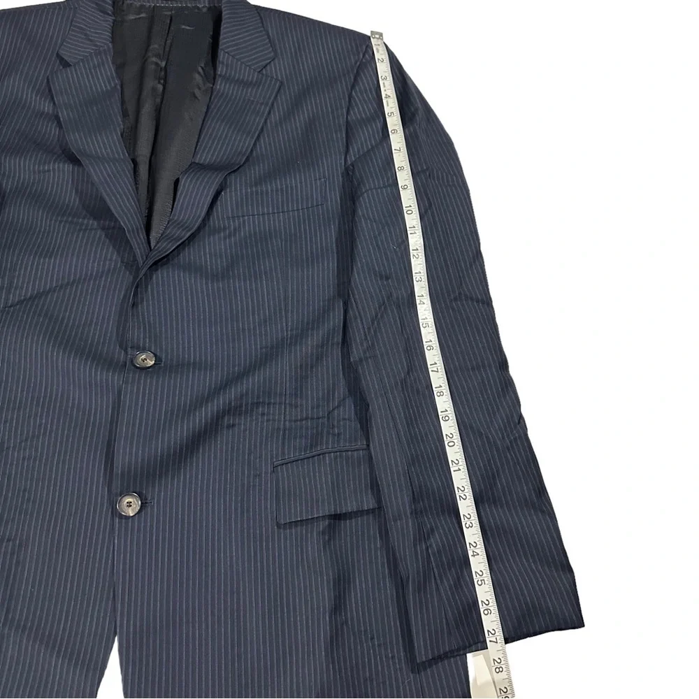 Hugo Boss Pasini2/Movie2 Navy & Periwinkle Stripe 2 Button Wool Suit Coat Sz 46L - Picture 15 of 16